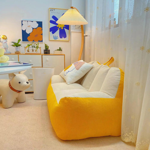 125cm Giant Bean Bag Sofa Cotton Linen Lazy Sofa Couch Recliner Floor Seat Tatami Puff Armchair Corner Comfy Small Apartment