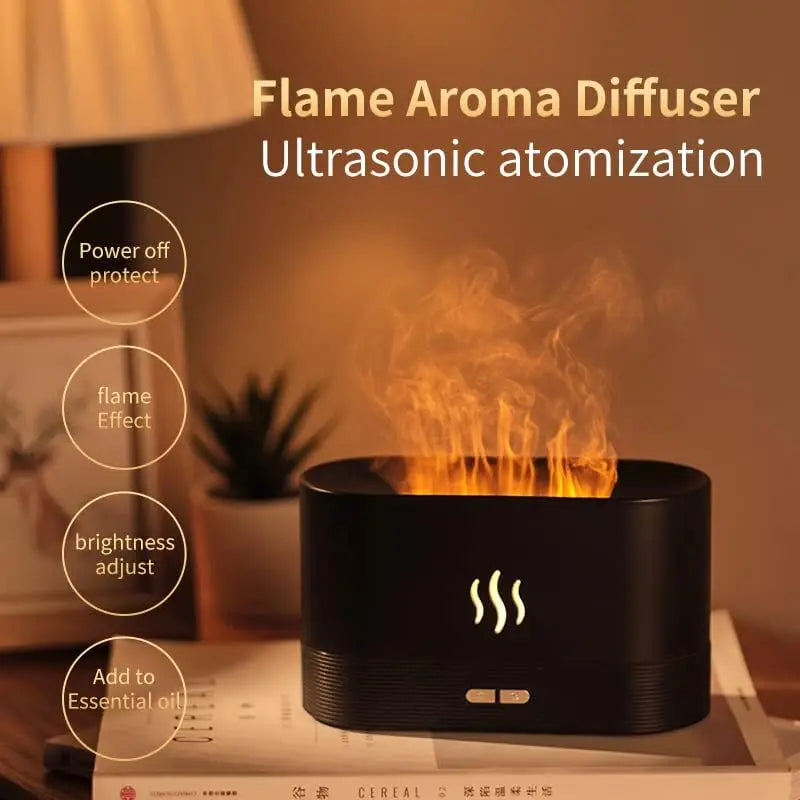 Aroma diffuser Air humidifier Ultrasonic cold mist atomizer Led essential oil simulation flame lamp diffuser