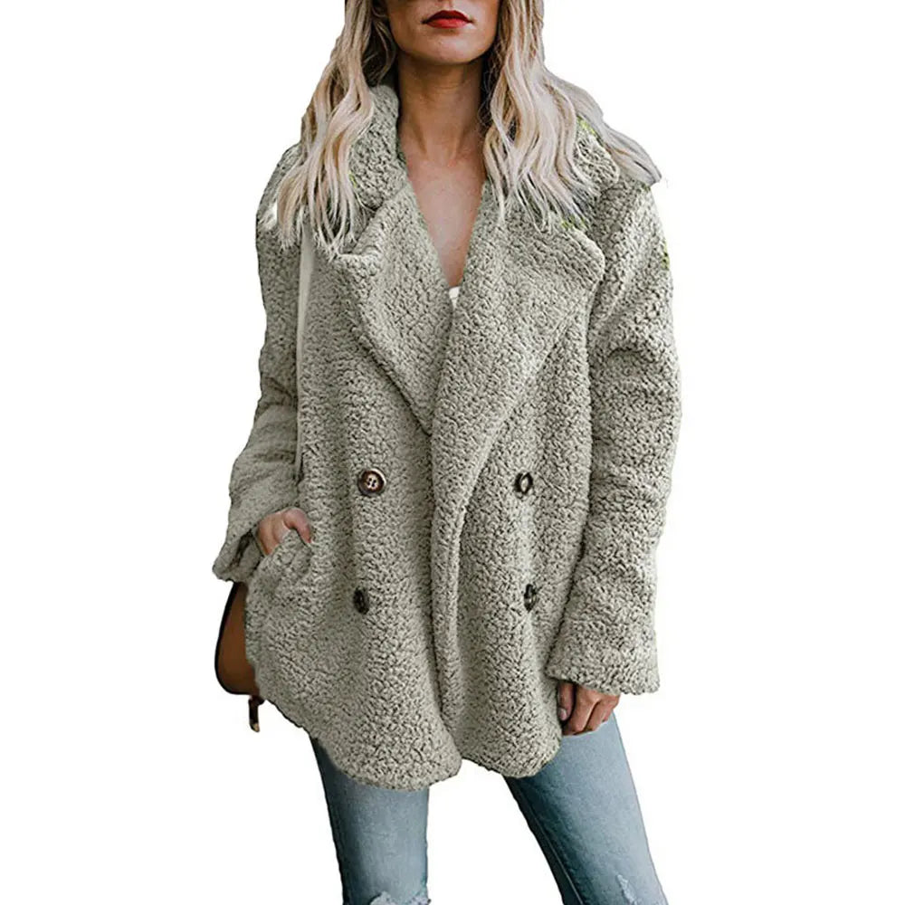 Jocoo Jolee Women Faux Fur Coat Warm Autumn Winter Teddy Female Casual Coat Oversized Soft Fluffy Fleece Jackets Overcoat