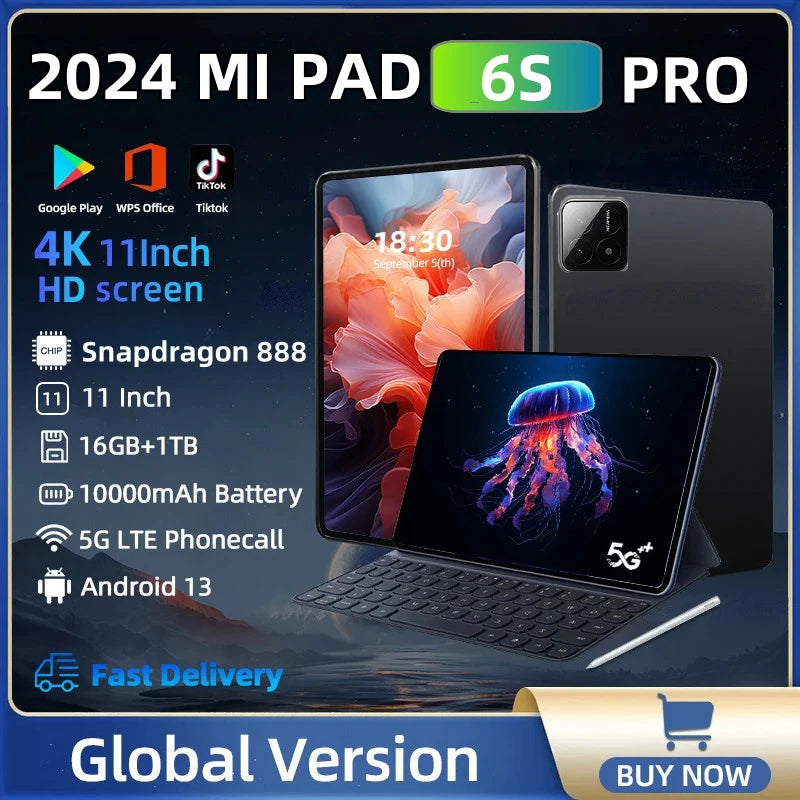 2024 Global Version Original Mi Pad 6S Pro Tablet 11inch HD 4K Android 13 16GB+1T 10000mAh 5G Dual SIM Bluetooth WiFi GPS Tablet