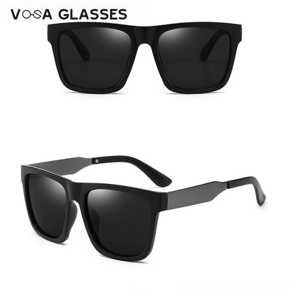 Retro Square Polarzied Men's Sunglasses For Driving High Quality UV400 Oversized Sunglass Male Fashionable Wide Leg Sun Glasses