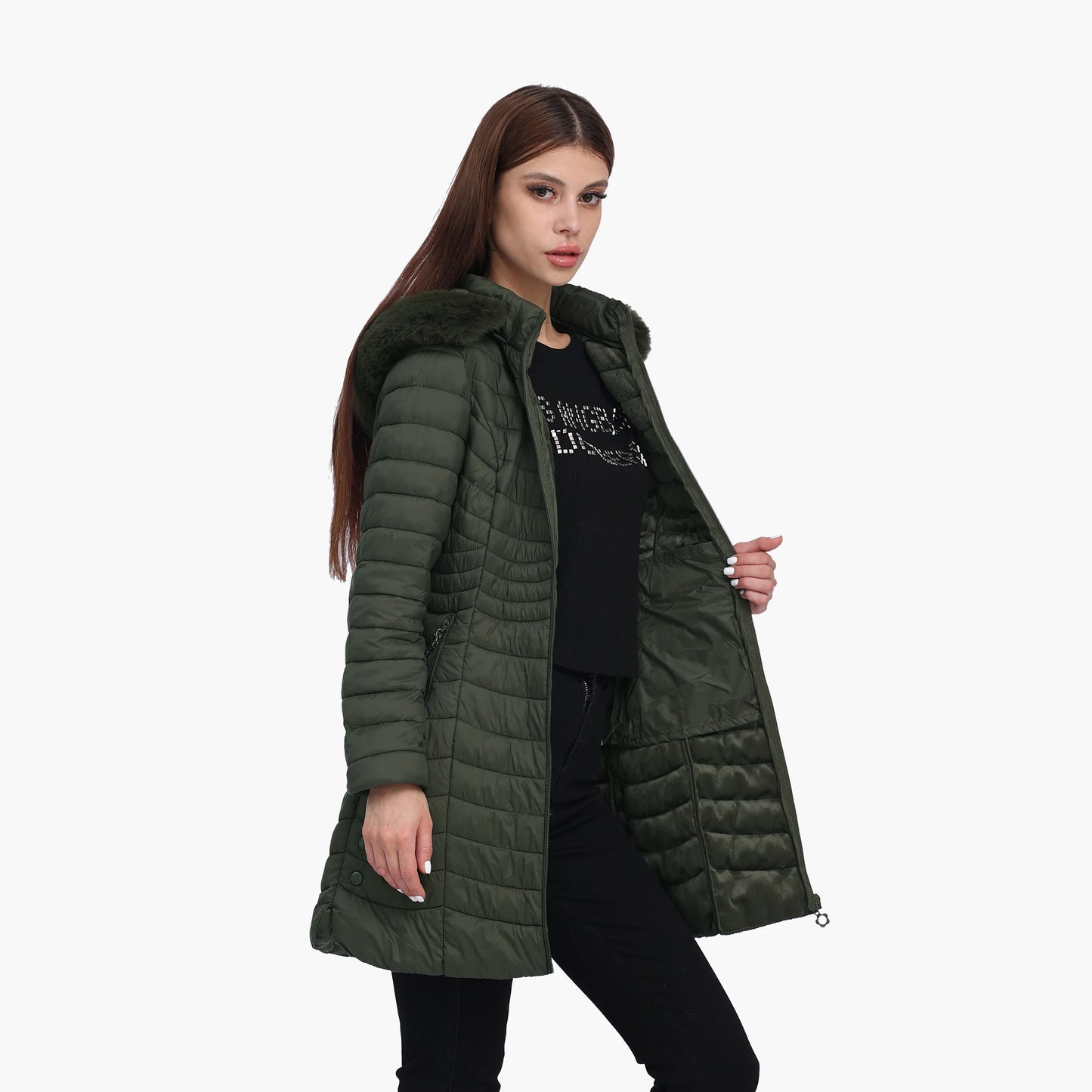 SANTELON Women Winter Long Parka With Fluffy Fur Hood Female Warm Puffer Jacket Coat Outwear Clothes Plus Velvet With Fur Ball