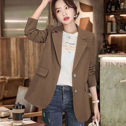 Korean Version of the Spring and Autumn Office Women 2023 Long-sleeved Loose Casual Temperament Outerwear Fashion Business Tops