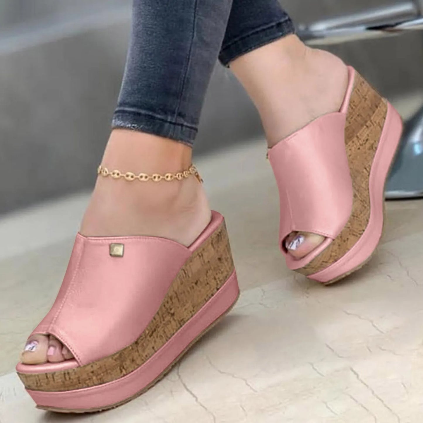 Roman Shoes Sandals For Ladies Shoes Summer Sandals Fashion Solid Color Wedge Platform Slippers Elegant Fashion Shoes Ladies