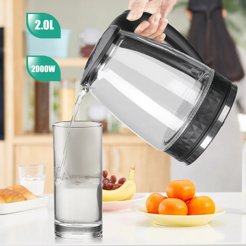 2L Electric Glass Kettle With 2000W Kitchen Appliances Keep Warm Function Electric Boiling Tea Pot 110-220V