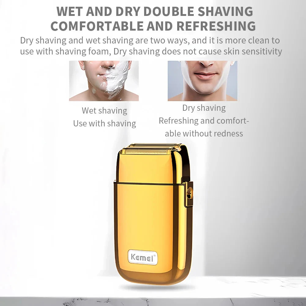 Kemei KM-TX1 Factory Direct Full Metal Electric Shaver Reciprocating Twin Blade Double Head USB Charging Men's Razor