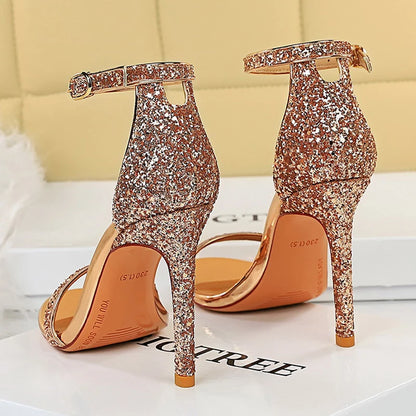 BIGTREE Shoes Sexy High Heels Women Pumps Sparkle Sequins Stiletto Heels 10 Cm Party Shoes Women Heels Summer Women Sandals New