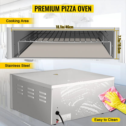 VEVOR Commercial Electric Pizza Oven 14" Single Deck Layer 110-1300W/220V-2000W and Shelf Multipurpose Pizza Maker