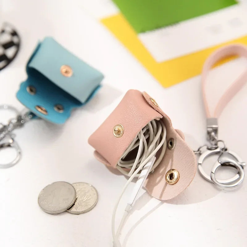 Cute Mini Coin Purses Girls Small Earphone Box Soft Leather Housekeeper Keychain Wallet Pouch Women's Bags Portable Storage Bag