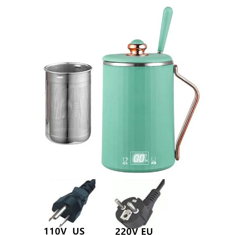 110V/220V MINI Electric Kettle Portable 450ML Heating Thermostat Electric Stew Cup Outdoor Traveling Heat Preservation Kettle