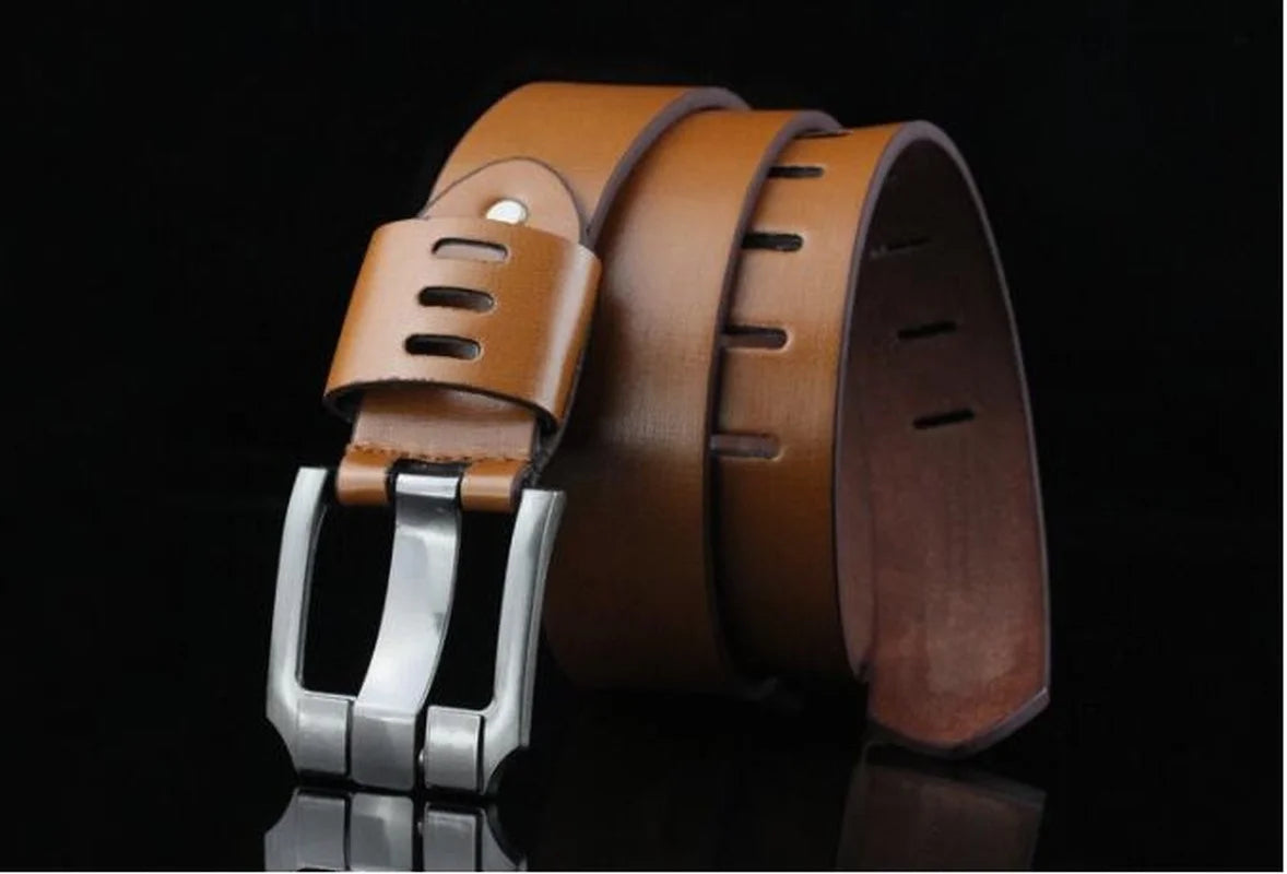 New Men's Luxury Leather Belt Pin Buckle Belts Men Alloy Buckle Fashion Male Vintage Waist Strap Soft Pu Leather Waistband 110cm