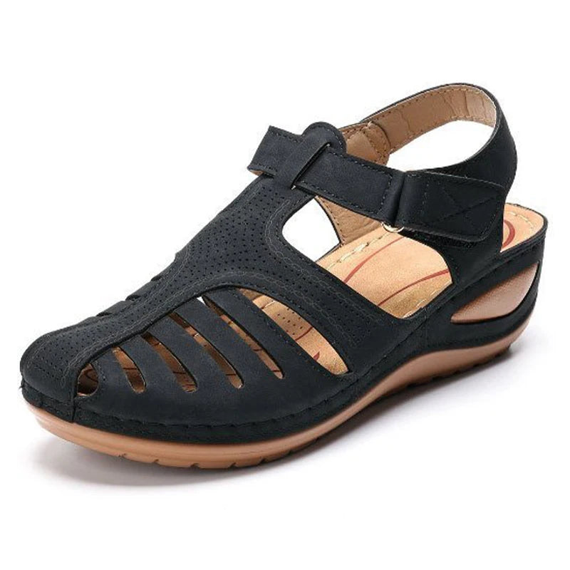 New Summer Women Wedge Sandals Premium Orthopedic Open Toe Sandals Vintage Anti-slip Leather Casual Female Platform Retro Shoes