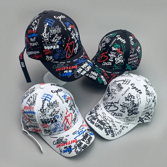 New Streetwear Kpop Graffiti Letter Men Women Baseball Hats Cotton Breathable Classic Personal Casual Sport Unisex Hip Hop Caps