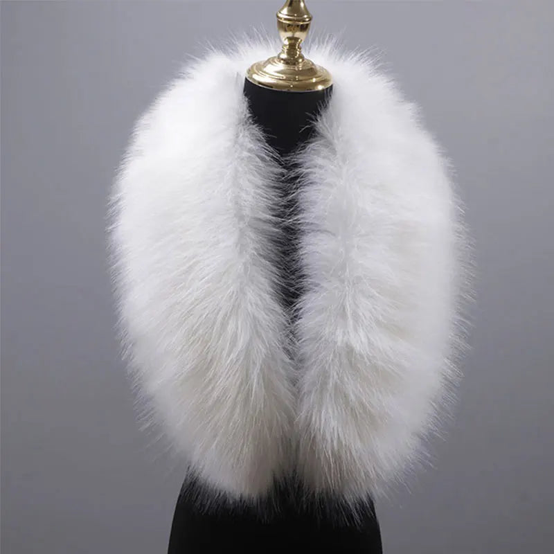 Faux Fur Collar Winter Large Faux Fox Fur Collar Fake Fur Coat Scarves Luxury Women Men Jackets Hood Shawl Decor Neck Collar