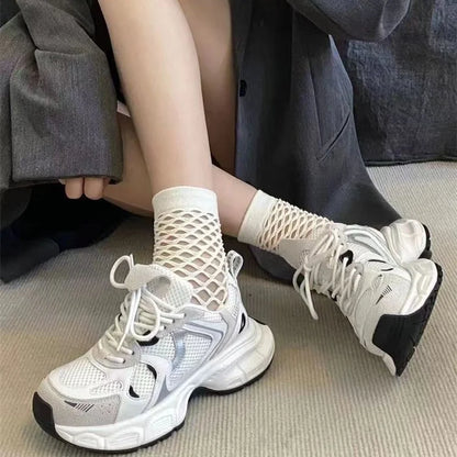 Women's Shoes Sports Single Shoes Butterfly Daddy Shoes Round Toe Sneakers Lightweight Breathable Sneakers PU Rubber Lace Up