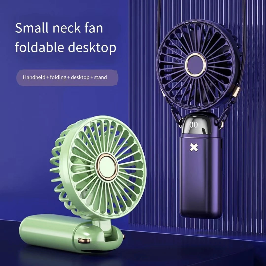 2024 Handheld Small Fan USB Portable Digital Display silentOffice DeskStudent on Dormitory Charging Outdoor  Fan