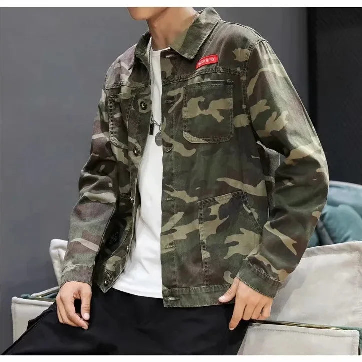 Camouflage Jacket Men's Lightweight Spring Autumn Aviation Sports Jacket Trendy Flight Pattern Denim Baseball Uniform