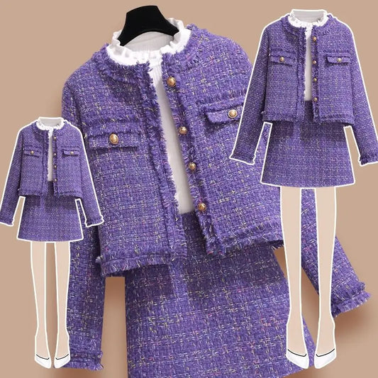 UNXX Purple Fragrant Style Women's Suit Jacket Skirt Set 2023 New Spring and Autumn Elegant  Top A-line  Two-piece