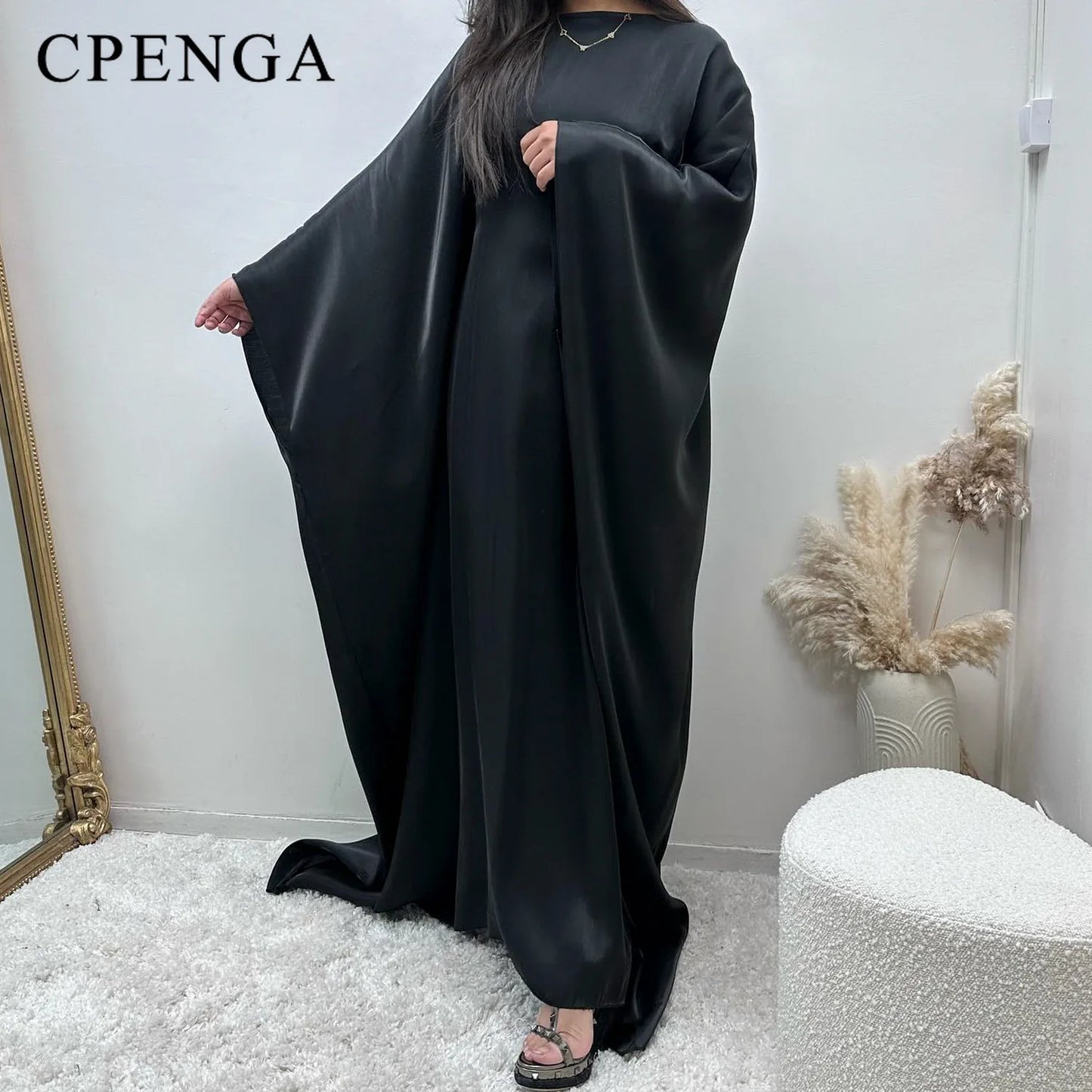 2024 New Dubai Party Jalabiya Dress Muslim Women Stain Abaya Long Sleeves Robe Elegant Female Modest Dresses Islam Clothing