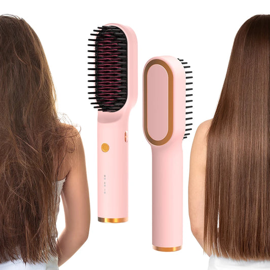 Hair Straightener Brush Cordless Straightening Brush for Women, Portable Fast Heating Straightener Comb Mini Travel Home Outdoor