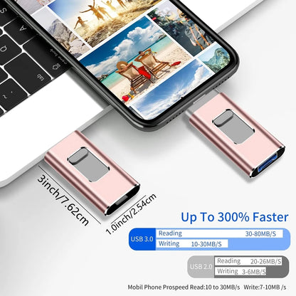 for iPhone USB Flash Drive 2TB 1TB USB 3.0 Pendrive 3in1 Mirco USB 3.0 512G 256GB 128/64/32gb Memory Stick USB Key MFi Pen drive