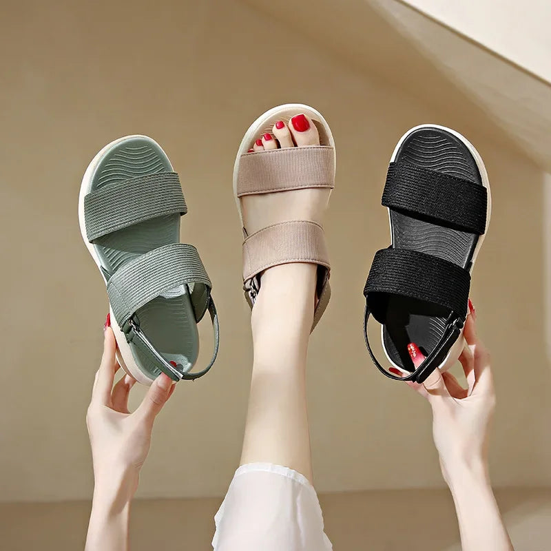 Women's Platform Sport Sandals Summer 2024 Comfortable Woman Shoes Fashionable Beach Green Sandal Black Sandalias De Mujer