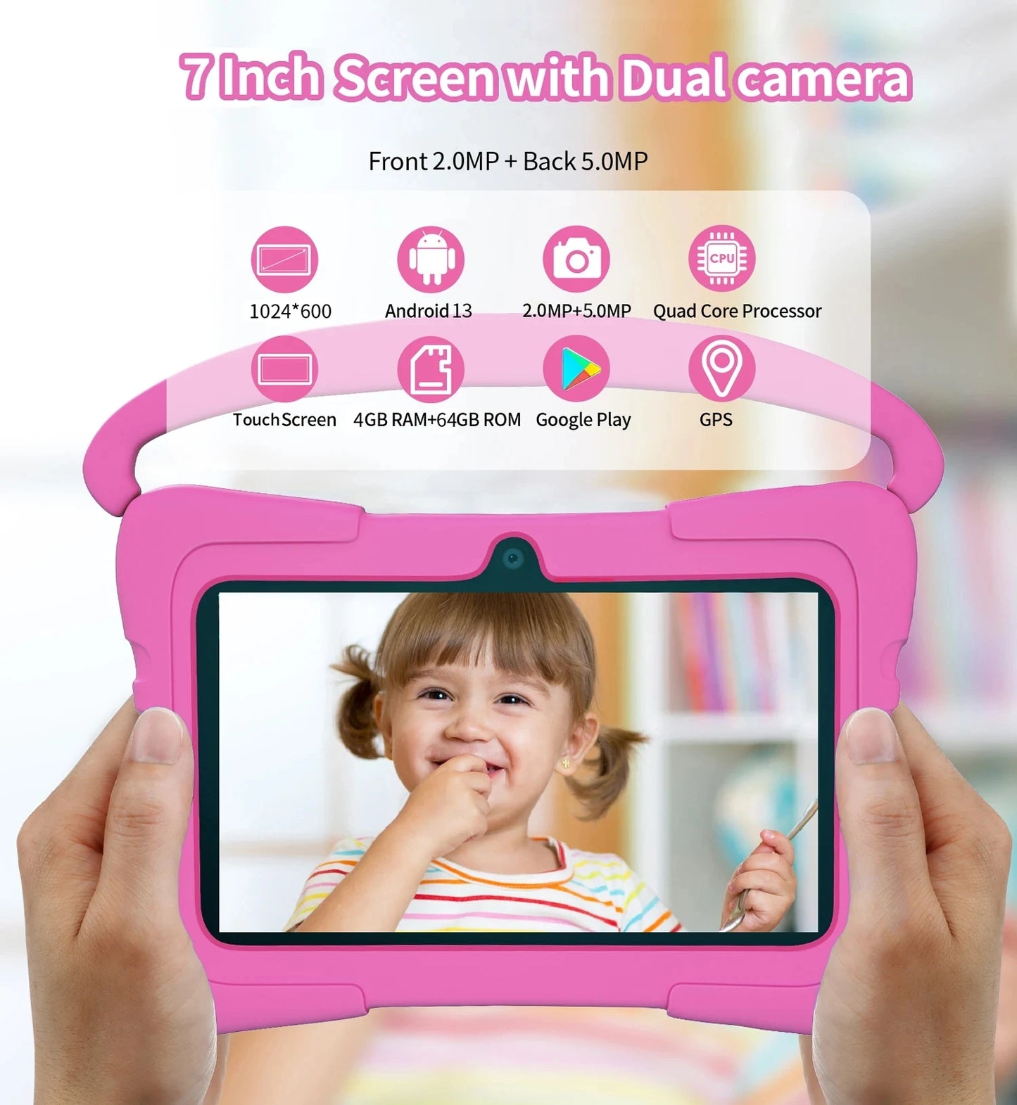 7 Inch Tablet PC 5G WI-FI VERSION 4GB RAM 64GB ROM Kids Learning Education Google Store Android13 Tablets