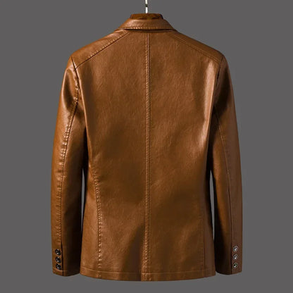 Spring And Autumn Biker Leather Men's Jacket Leather Jacket Men's Slim Suit Men's Motorcycle Leather Fashion Jacket Causal Coat