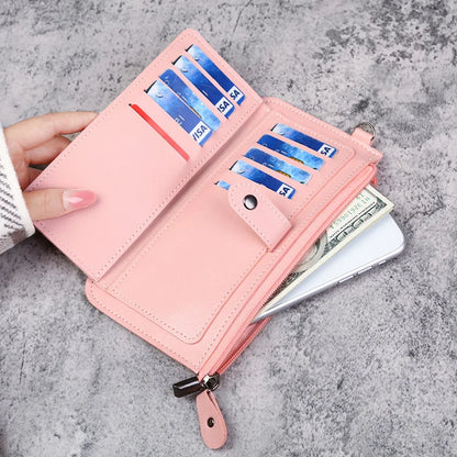 Fashion PU Leather Long Wallets 2023 New Women's Wallet Multifunctional Multi-card Position Clutch Buckle Zipper Student Wallet