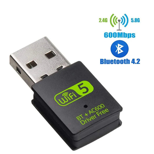 600Mbps USB WiFi Bluetooth Adapter Dual Band 2.4/ 5.8Ghz Wireless External Receiver RTL8821CU Wi-Fi Dongle for PC/Laptop/Desktop