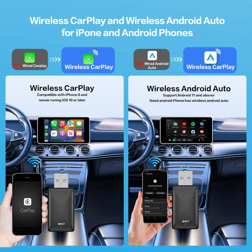 Wireless Carplay Adapter Android Auto 2in 1 Smart Dongle 2024 5G WIFI For iphone Android Phone For Volvo Benz Mg Kia Chery VW