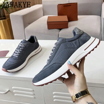 Italian Brand Male Sneakers Casual Business Shoes For Men Round Toe Lace Up Walking Loafers Men's Shoes