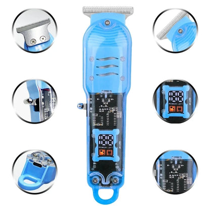 Rechargeable Hair Clippers Professional Hair Clippers Transparent Electric Hair Trimmers For Men Cordless Hair Cut Machine