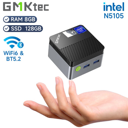 GMKtec KB5 Mini PC Intel Celeron N5105 Windows 11 Pro 4K Mini PC DDR4 8GB RAM 128GB ROM WiFi5 BT4.2 Desktop Computer Work