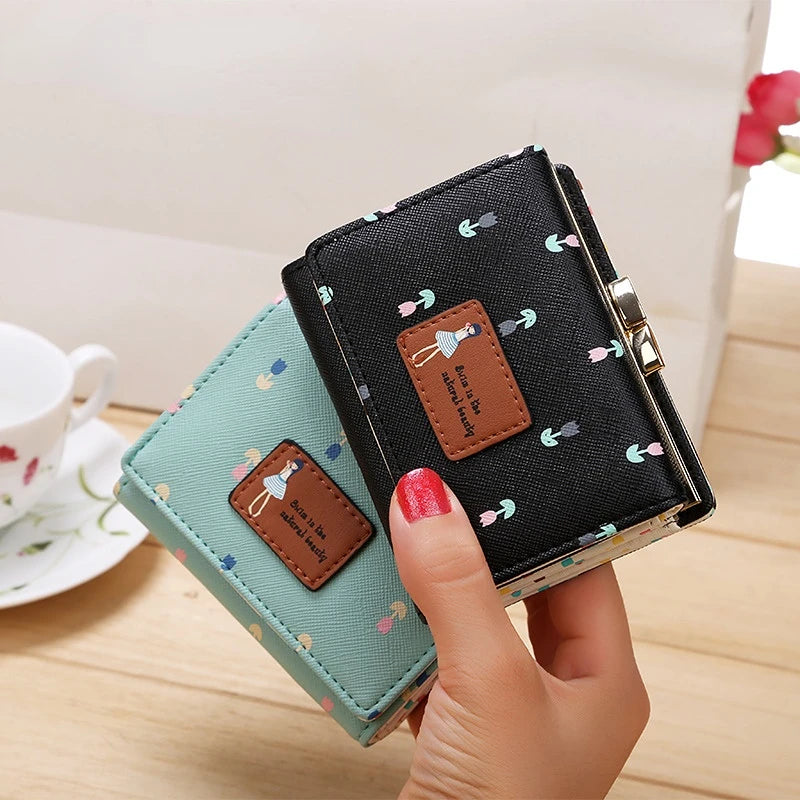 2023 Leather Wallet Women Lady Short Coin Pouch Women's Purse New Kawaii Girl Small Change Wallets Coin Bag 3 Fold Coin Purse