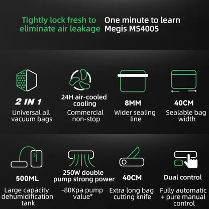 MAGIC SEAL MS4005 Commercial Vacuum Sealer Machine Best Automatic Vacuum Food Sealer Packaging Machine Sealer Common To All Bags