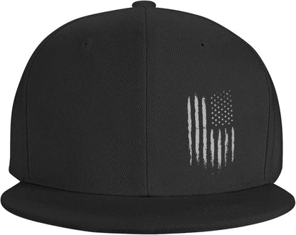 Vintage Black American Flag Snapback Hats for Men Baseball Cap Adjustable Flat Bill Trucker Dad Gift,Husband,Boy Friend