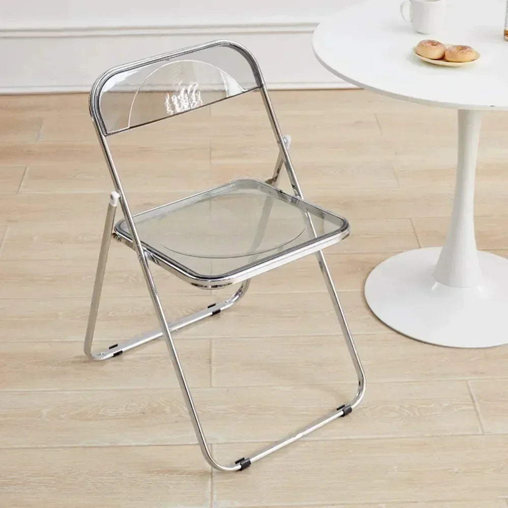 Living Room Chairs Acrylic Transparent Fashion Folding Chairs Household Transparent Folding Chair Fashion Crystal Dining Chair