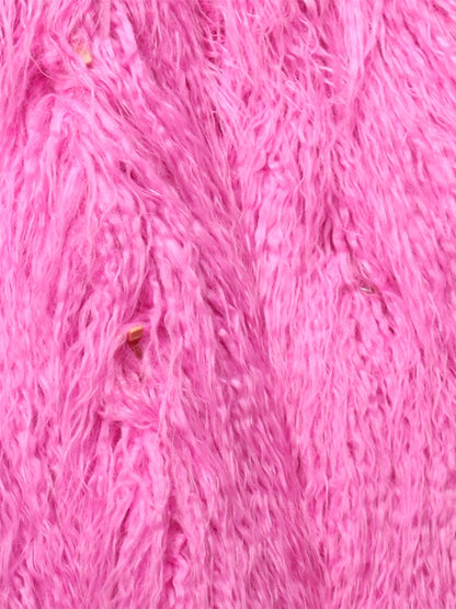 Nerazzurri Winter Long Bright Pink Oversized Shaggy Hairy Soft Fluffy Thick Warm Faux Fur Coat Women Lapel Runway Cute Fashion