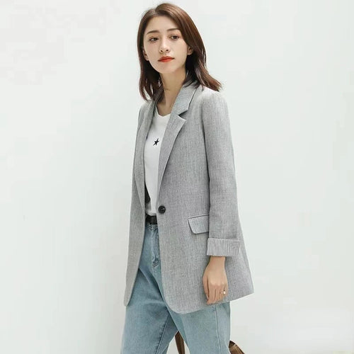 2023 Fashion Business Solid Blazer Women's Work Office Women's Long Sleeve Spring Casual Blazer New Women's Coat Jacket Korean