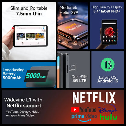 Alldocube iPlay50 Mini PRO Tablet  Netflix L1 8.4inch Android13 Helio G99 8GB RAM 256GB ROM Dual SIM Card iPlay50 Mini PRO