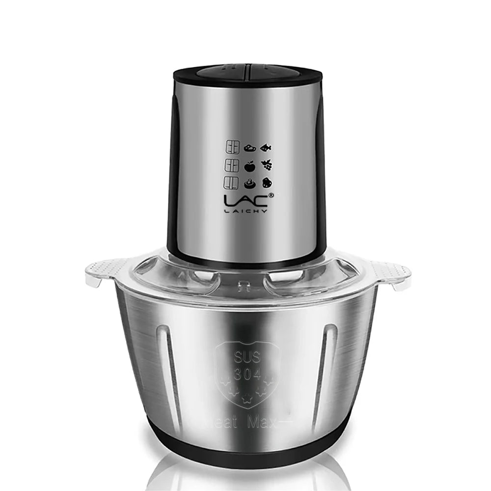 LAC Household 2l Capacity Stainless Steel Container Electric Food Processor For Minced Meat Vegetables Garlic Meat Grinder