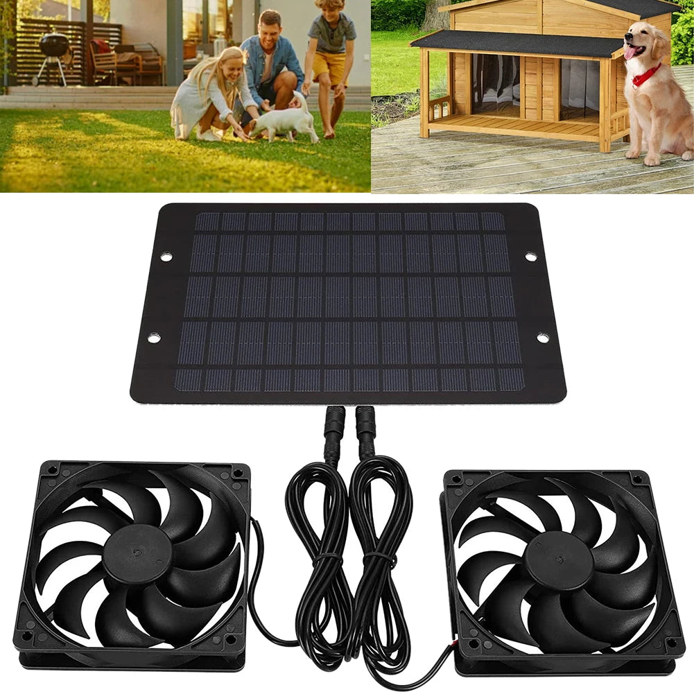 12V 10W Mini Ventilator Solar Power Controller Solar Panel Powered Fan Solar Panel Fan Air Extractor for Dog Kennel Chicken Coop