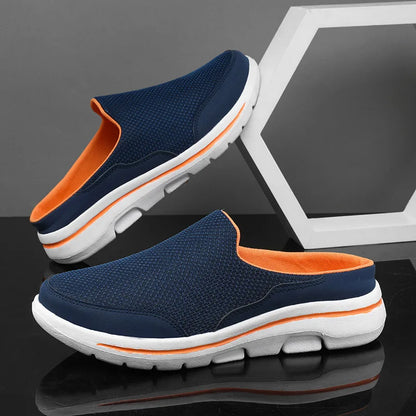 2023 Men Casual Mules Mesh Breathable Flat Slippers Summer Couple Shoes Large Size Loafers Fashion Shoes Men Street Slippers