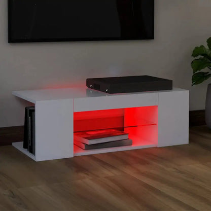 TV cabinet with white LED lights 90x39x30 cm