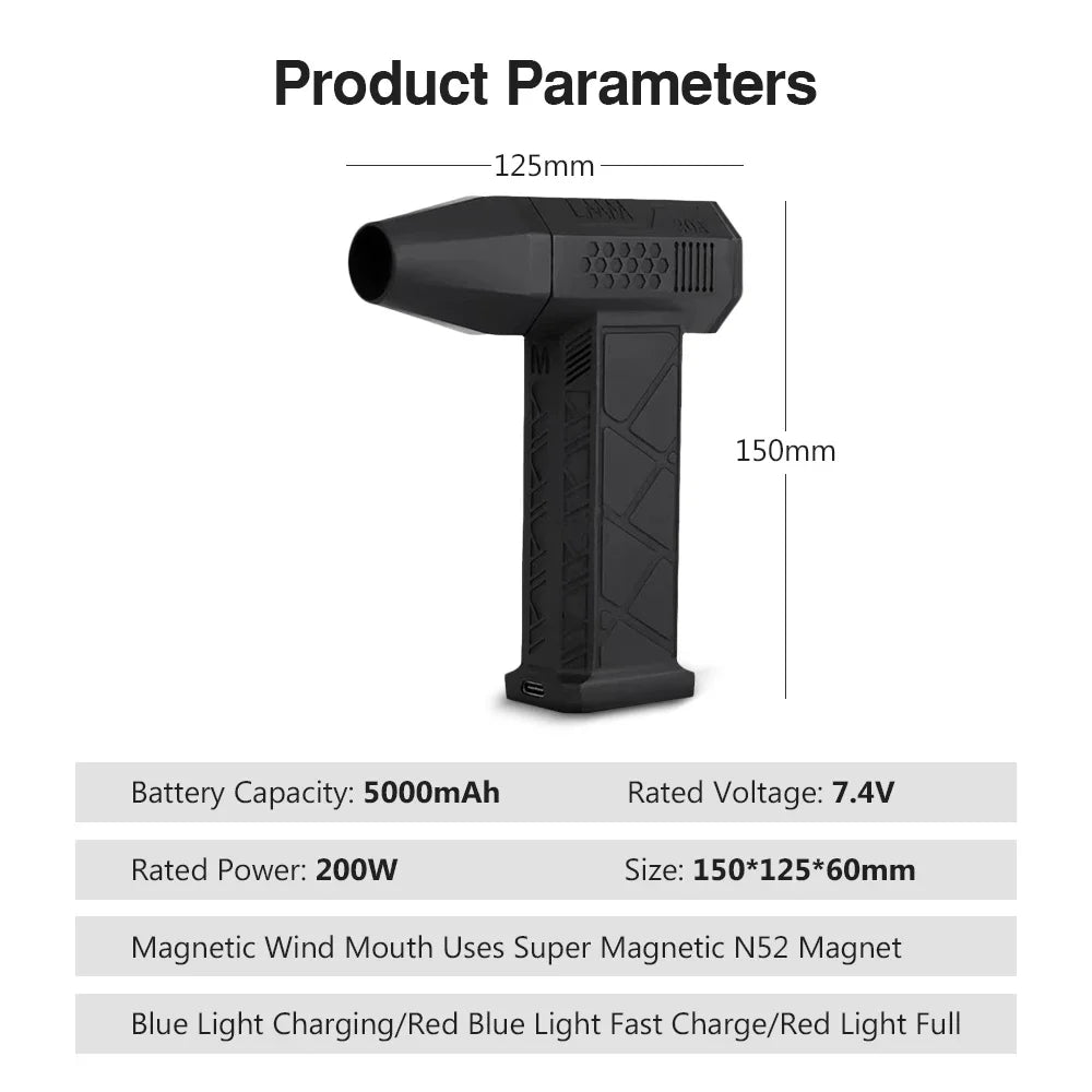 X3 Violent Blower 130,000 RPM Mini Turbo Jet Fan Handheld Brushless Motor  Wind Speed industrial Duct Fan