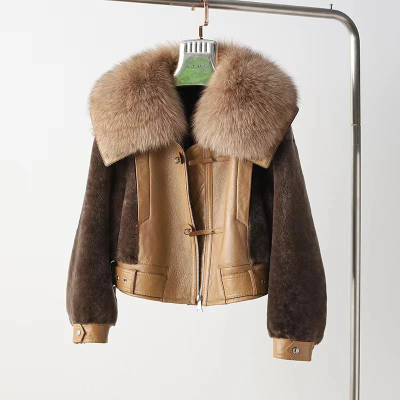 2024 Jackets For Women Winter Coats Wool Coats And Mixtures Fur Coat Women Black Khaki Warm And Luxurious Short Sheepskin Jacket