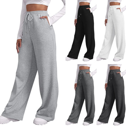 Wide Leg Pants For Women’S Fleece Lined Sweatpants Straight Pants Bottom All-Math Plain Fitness Joggers Pants Travel Basic