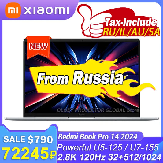 Xiaomi Redmi Book Pro 14 2024 U5/U7 16/32 512/1024 2.8K 120Hz Screen JYU4597CN/JYU4598CN