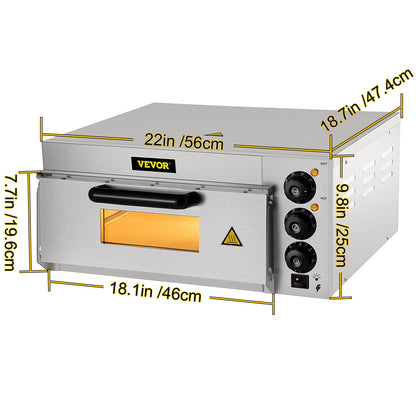 VEVOR Commercial Electric Pizza Oven 14" Single Deck Layer 110-1300W/220V-2000W and Shelf Multipurpose Pizza Maker